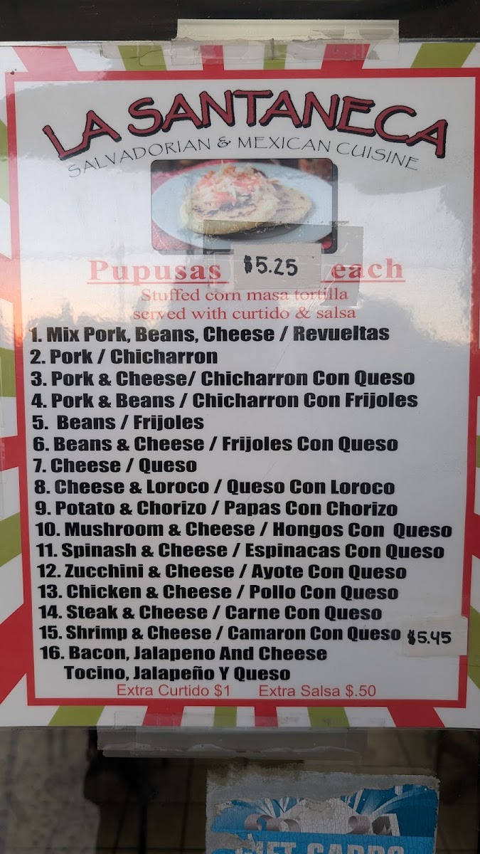 La Santaneca Pupusería Menu - Image 2